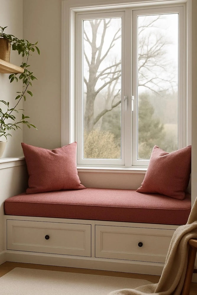 2" Thick Linen Indoor Bench Cushion, Linen Seat Cushion, Bench Seat Cushions, Window Seat Cushion