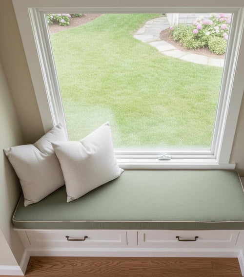 4" Indoor Bench Cushion, Custom Linen Seat Pad with Foam, Washable Zippered Cover