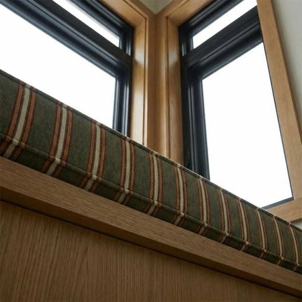 3” Custom Indoor Bench Cushion | Made to Measure Striped Upholstered Seat Pad | Comfortable Built-In Bench Cushion