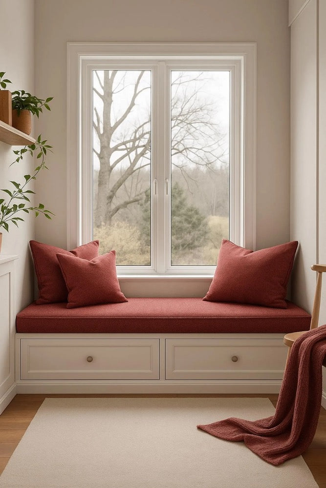 2" Thick Linen Indoor Bench Cushion, Linen Seat Cushion, Bench Seat Cushions, Window Seat Cushion