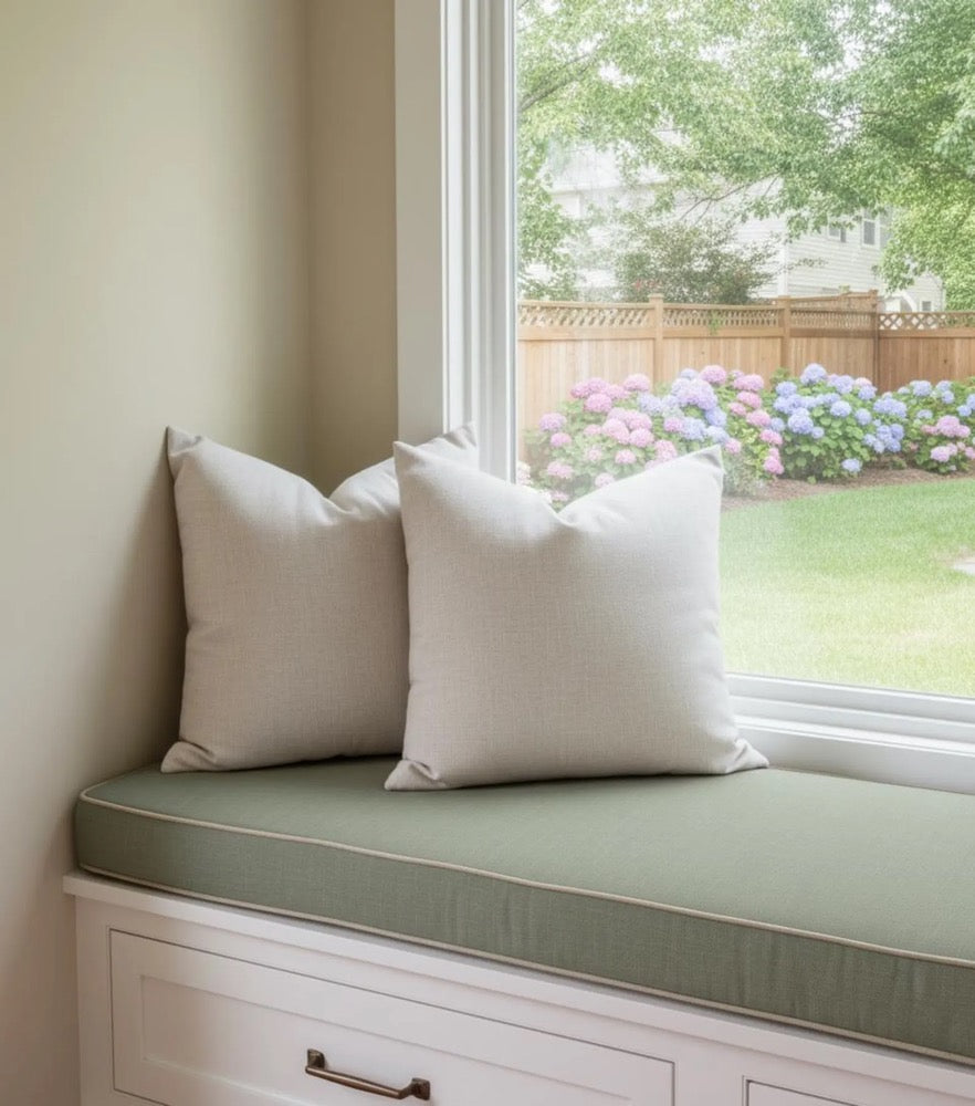 4" Indoor Bench Cushion, Custom Linen Seat Pad with Foam, Washable Zippered Cover