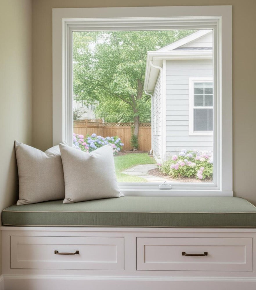 4" Indoor Bench Cushion, Custom Linen Seat Pad with Foam, Washable Zippered Cover